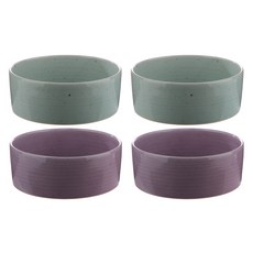 圓柱陶瓷碗綠*2+紫*2, 混色, 4件