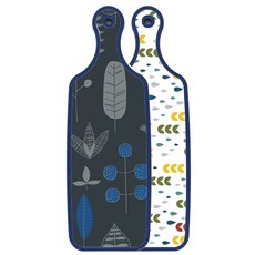 Roem Design 藍色版雙面上菜砧板 雨水與新芽圖案, 柿色樹紋, 1個