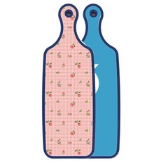 Loem 藍色版 上菜砧板 魚藍色, 粉紅花朵格紋, 1個