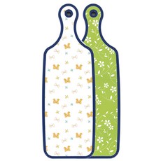 Loem 藍色版上菜板 線條花卉綠, 緞帶, 1個