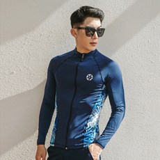 FUNHAN COUPLE 男款拉鍊印花防曬游泳上衣 A221
