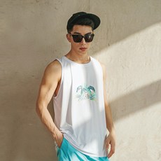 Funhan Couple 男士 A206 無袖防磨衣 寬鬆版型 海灘裝, 白色