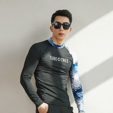 FUNHAN COUPLE 男士防曬泳衣 A210, 黑色的