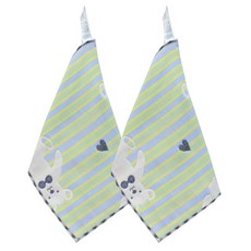 H Ground 雙面環手巾 M 條紋泰迪熊, 綠色, 2件