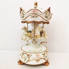 BENFANG JS 오르골 회전목마 앤틱 화이트 BF1249, 혼합 색상