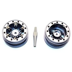 GPM ALUMINIUM 6 POLES SIMULATION WHEELS IN SILVER EDGE FOR 1.9" TIRE WITH HEX TOOL 1PR세트, GS, 1세트