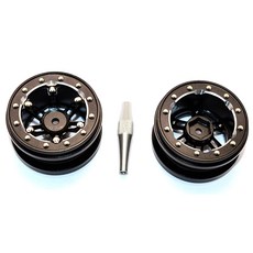 GPM ALUMINIUM 6 POLES SIMULATION WHEELS IN SILVER EDGE FOR 1.9" TIRE WITH HEX TOOL 1PR세트, BK, 1세트