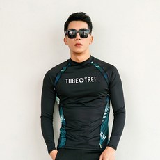 튜브트리 남성용 래쉬가드 상의 바캉스웨어 A213, 블랙
