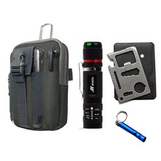 EXPEAK 收納包 卡其灰+迷你LED燈+多功能工具 隨機出貨+口哨 隨機出貨
