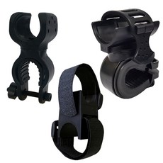 lightmania 360度 + 夾式 + 綁帶式自行車燈架全套組, BLACK, 1套