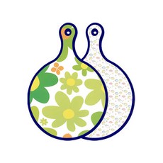 Roem Design Blue Edition 雙面圓形上菜砧板 floral 迎春花, 粉彩夜空, 1個