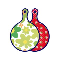 Roem Design Blue Edition 雙面圓形上菜砧板 floral 迎春花, 紅色草莓, 1個