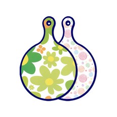 Roem Design Blue Edition 雙面圓形上菜砧板 floral 迎春花, 線條圓形, 1個