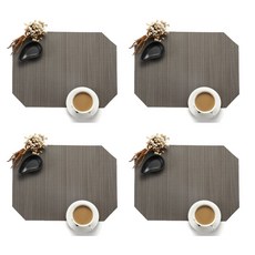 ANTS 廚具八角 PVC 餐桌墊 4p, 灰色, 40 x 30 厘米