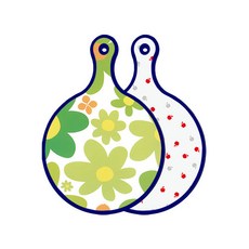 Roem Design Blue Edition 雙面圓形上菜砧板 floral 迎春花, 復古色蘋果, 1個