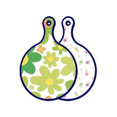 Roem Design Blue Edition 雙面圓形上菜砧板 floral 迎春花, 冰淇淋, 1個