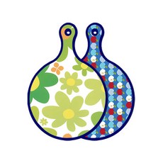 Roem Design Blue Edition 雙面圓形上菜砧板 floral 迎春花, 蘋果碧色, 1個