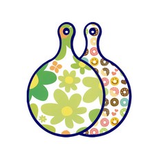 Roem Design Blue Edition 雙面圓形上菜砧板 floral 迎春花, 甜甜圈, 1個