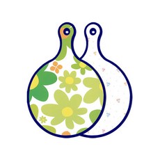 Roem Design Blue Edition 雙面圓形上菜砧板 floral 迎春花, 線條愛心, 1個