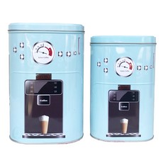 咖啡機鐵盒2入組 藍色 M號+L號, 1套
