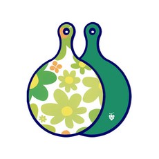 Roem Design Blue Edition 雙面圓形上菜砧板 floral 迎春花, 綠色, 1個