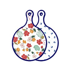 Roem Design Blue Edition 雙面圓形上菜砧板 floral 木蘭花圖案, 企鵝, 1個