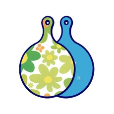 Roem Design Blue Edition 雙面圓形上菜砧板 floral 迎春花, 魚藍色, 1個