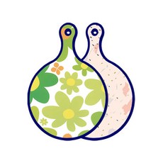 Roem Design Blue Edition 雙面圓形上菜砧板 floral 迎春花, 圖案印記, 1個