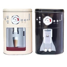咖啡機鐵盒2入組 L號 奶油白+黑色, 1套