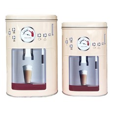 咖啡機鐵盒2入組 奶油白 M號+L號, 1套