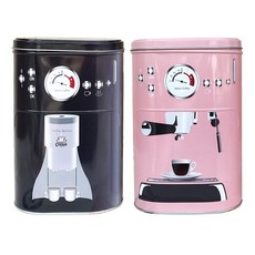 咖啡機鐵盒2入組 L號 黑色+粉色, 1套