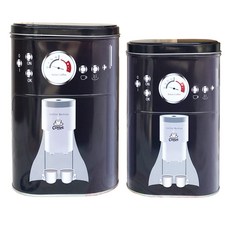 咖啡機鐵盒2入組 黑色 M號+L號, 1套