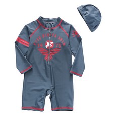 VIVO BINIYA 男童印花連身泳衣+泳帽