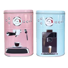 咖啡機鐵盒2入組 L號 粉色+藍色, 1套