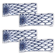 網格圖案陶瓷筷架, 混色, 4件