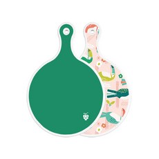 Roem Design 雙面圓形上菜砧板 綠色, 九官鳥粉紅色, 1個