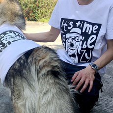 比熊犬短袖T恤寵物情侶裝, 混色