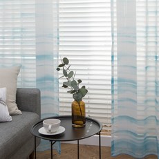 CASAEL 漸層素面褶皺內層窗簾, 天空藍