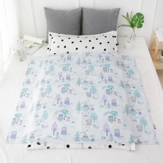 BEAUTE HOUSE 孩童用人造絲印花午睡被+超細纖維枕芯, 音樂會款 藍色