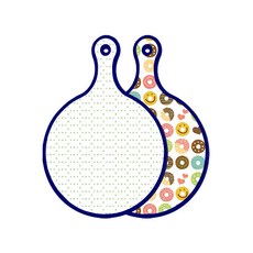 Roem Design 藍色版雙面圓形上菜砧板 簡約圖案, 甜甜圈, 1個