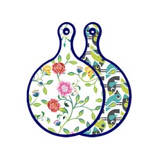 Roem Design 藍色版 雙面圓形上菜砧板 浪漫玫瑰, 鳥, 1個