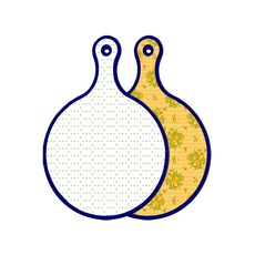 Roem Design 藍色版雙面圓形上菜砧板 簡約圖案, 橘色藤蔓玫瑰, 1個