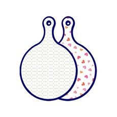 Roem Design 藍色版雙面圓形上菜砧板 簡約圖案, 淡粉紅色Love, 1個