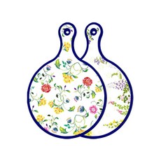 Roem Design 藍色版雙面圓形上菜砧板 浪漫纖細玫瑰, 花圃, 1個