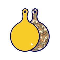 Roem Design 藍色版 雙面圓形上菜砧板 萊姆, 土色花朵, 1個