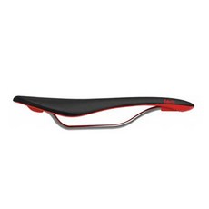 패브릭 Scoop Flat Elite 자전거 안장, Black + Red, 1개