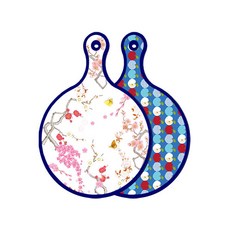 ROEM DESIGN Blue Edition 雙面設計圓形上菜板 浪漫胭脂紅floral, 蘋果牆色, 1個