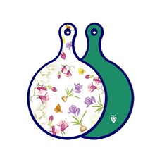 Roem Design 藍色版 雙面設計圓形上菜砧板 浪漫青瓷色floral, 綠色, 1個