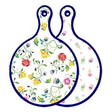 Roem Design 藍色版雙面圓形上菜砧板 浪漫纖細玫瑰, 冰淇淋, 1個