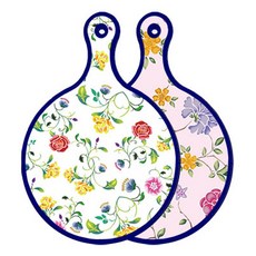 Roem Design 藍色版雙面圓形上菜砧板 浪漫纖細玫瑰, 浪漫紅色floral淺粉紅色, 1個